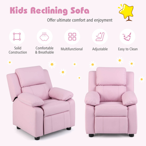 Kids' Deluxe Padded Armchair Recliner with Headrest and Storage Arm product image