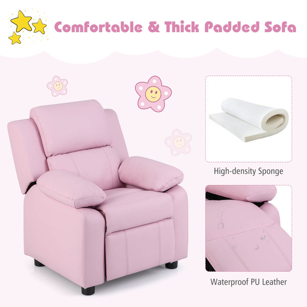 Kids' Deluxe Padded Armchair Recliner with Headrest and Storage Arm product image