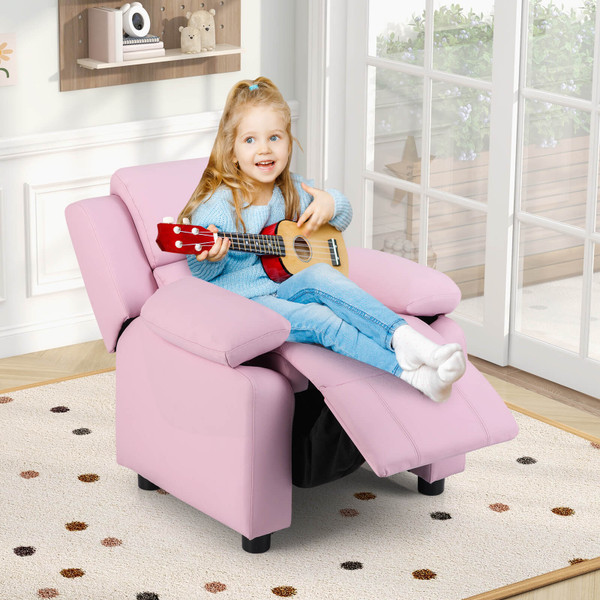 Kids' Deluxe Padded Armchair Recliner with Headrest and Storage Arm product image