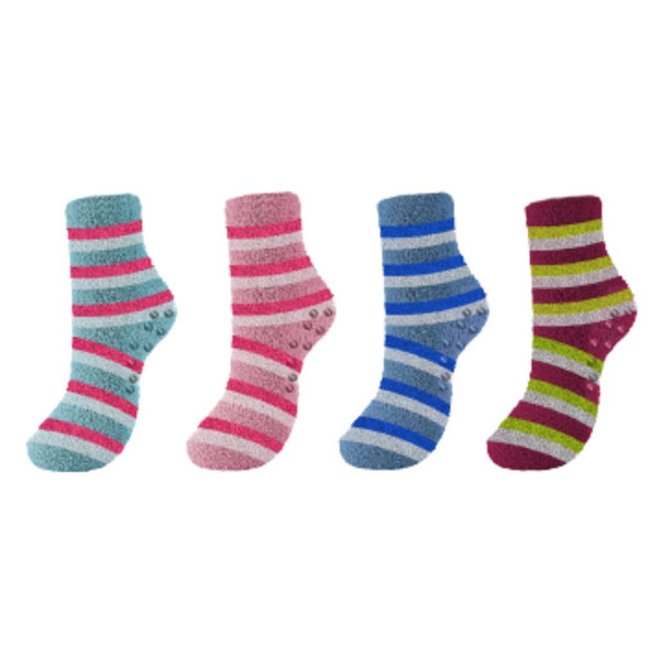 Non-Slip Soft Striped Fluffy Cozy Fuzzy Plush Warm Winter Socks (4-Pairs) product image