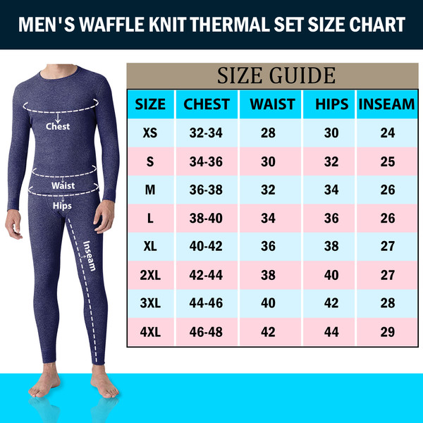 Men's Super Soft Cotton Waffle Knit Thermal Top & Underwear (3-Pair) product image