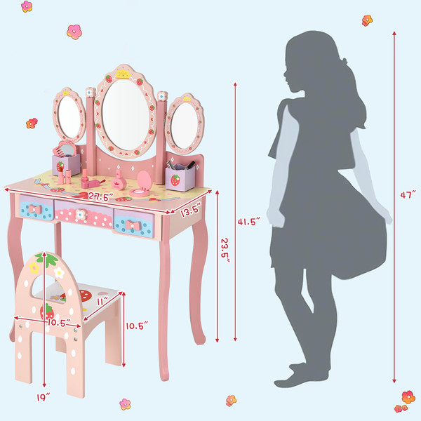 Kids' Princess Vanity Makeup Dressing Table Set product image