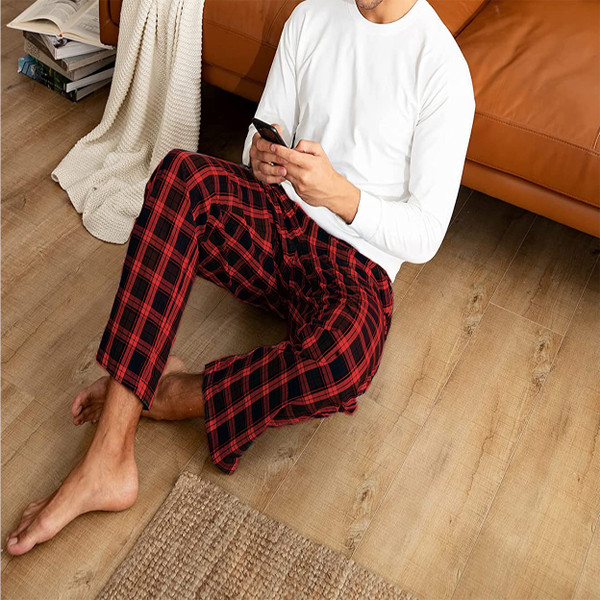 Men's 100% Cotton Flannel Plaid Lounge Pajama Sleep Pants (2-Pack) product image