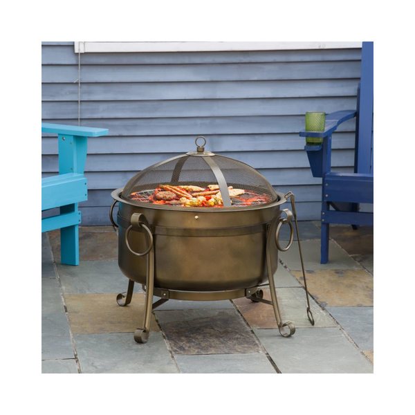 Outdoor Fire Pit Patio Heater with BBQ Grill, Screen Cover, Fire Poker product image