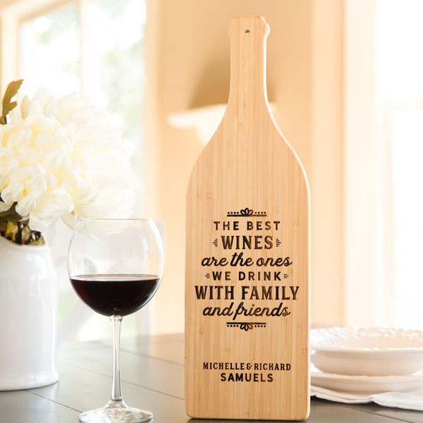 Personalized Wine Bottle-Shaped Cutting Boards product image