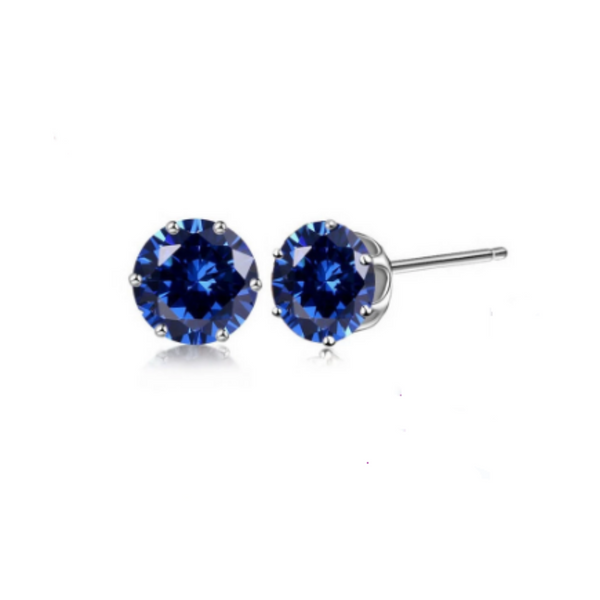 18K-White-Gold-Plated Round Stud Earrings Set (2-Pair) product image