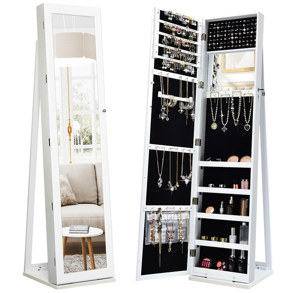 2-in-1 Jewelry Cabinet & Standing Mirror Lockable Storage Organizer product image