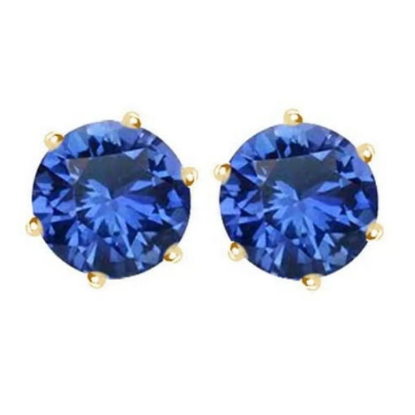 Round Yellow and White Gold Tanzanite Stud Earrings (2-Pair) product image