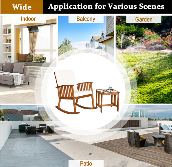 Acacia Wood Patio Rocking Chair & Coffee Table product image