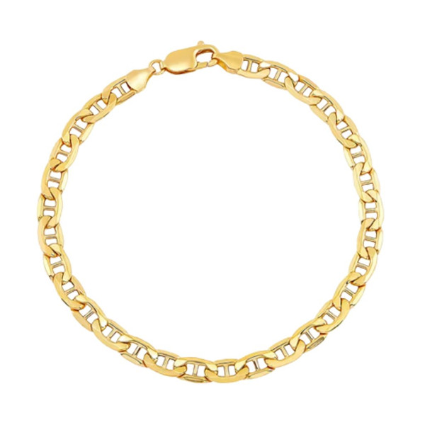 Italian 10K Gold Mariner Hollow Link Chain Bracelet product image