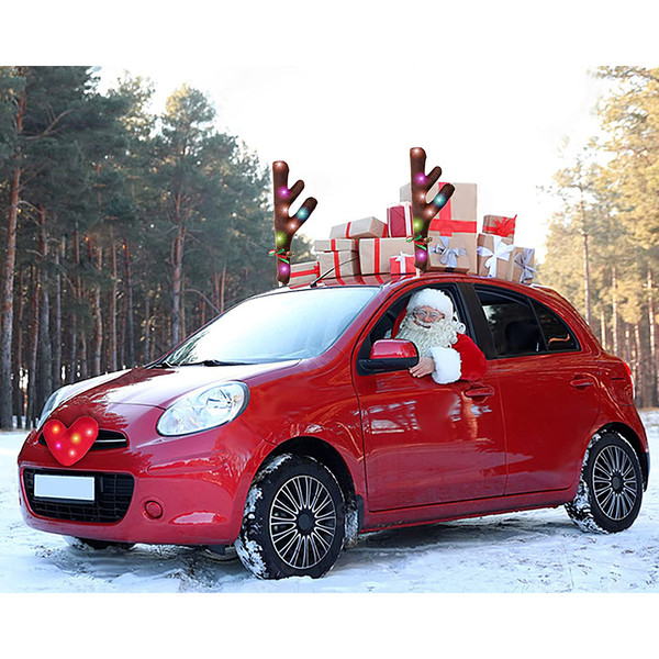 Car Reindeer Antlers, Heart Nose, And Tail With Led Lights product image