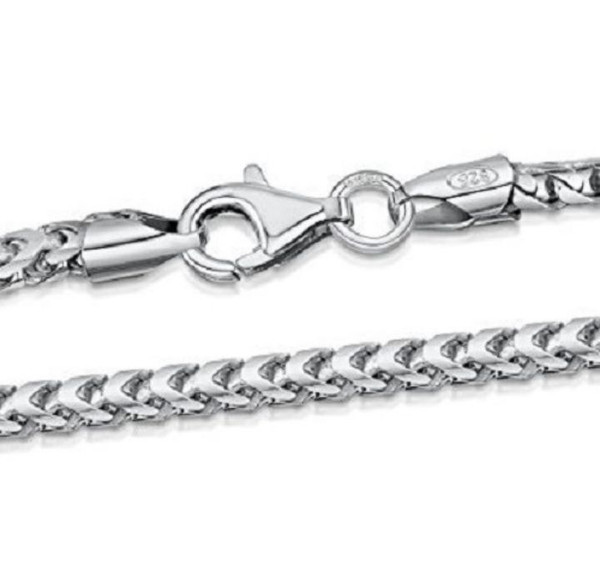 Solid .925 Sterling Silver Box Link Chain, 2mm Franco Square product image