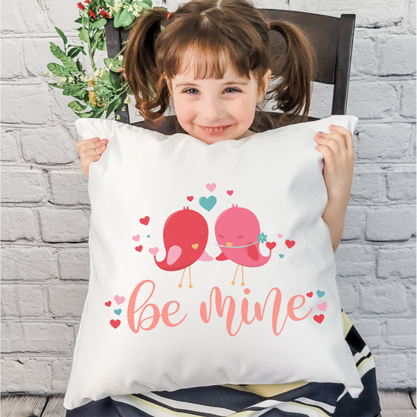 18-Inch Farmhouse 'Be Mine' with Birds Graphic Pillow Cover product image