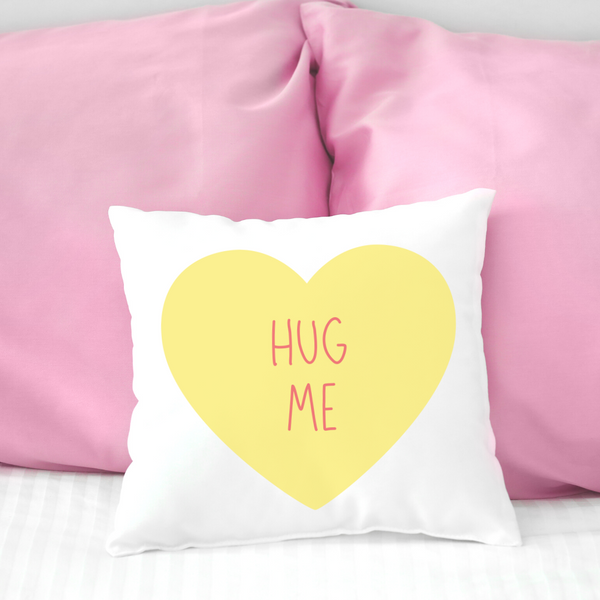 18-Inch Farmhouse 'Hug Me' with Candy Heart Graphic Pillow Cover product image