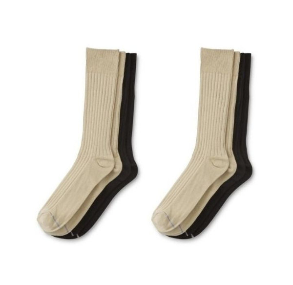 SilverToe® by GoldToe® Men’s Casual Black & Beige Crew Socks (4-Pair) product image