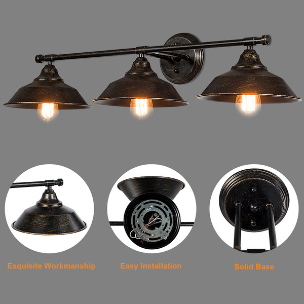 Modern Industrial 3-Light Antique Bronze Wall Fixture product image