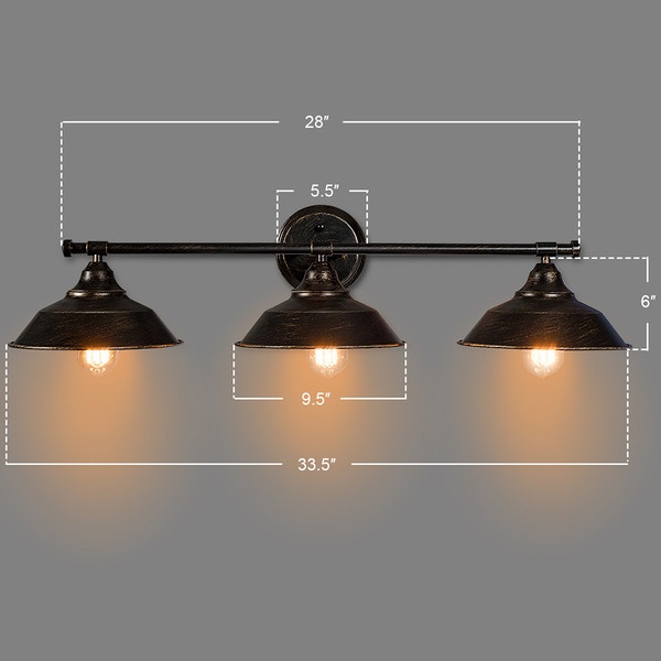 Modern Industrial 3-Light Antique Bronze Wall Fixture product image