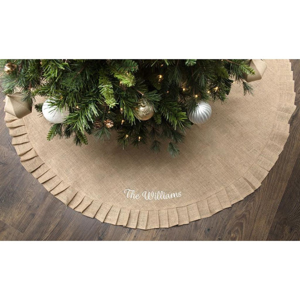Personalized Burlap Christmas Tree Skirt product image