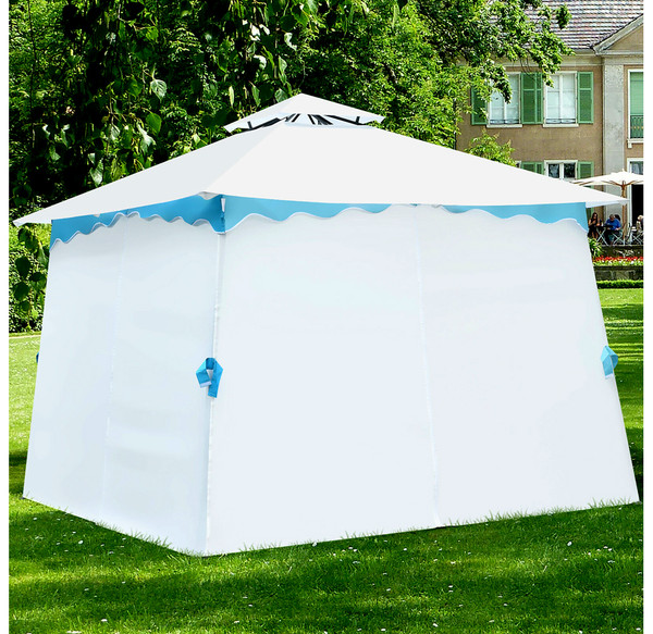 White and Blue 10' x 10' Canopy Shelter Gazebo product image