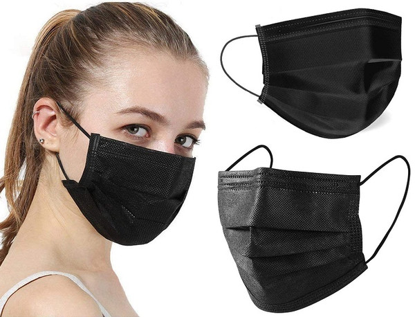 Black Disposable Non-Medical 3-Ply Face Mask (50- to 2,000-Pack) product image