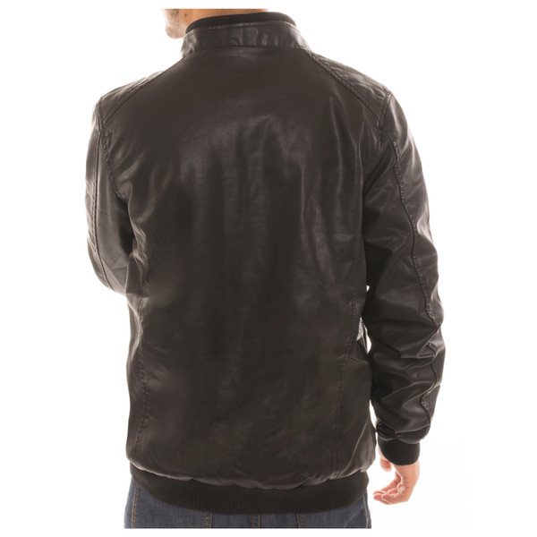 Men’s Bomber Fleece-Lined Faux Leather Jacket product image