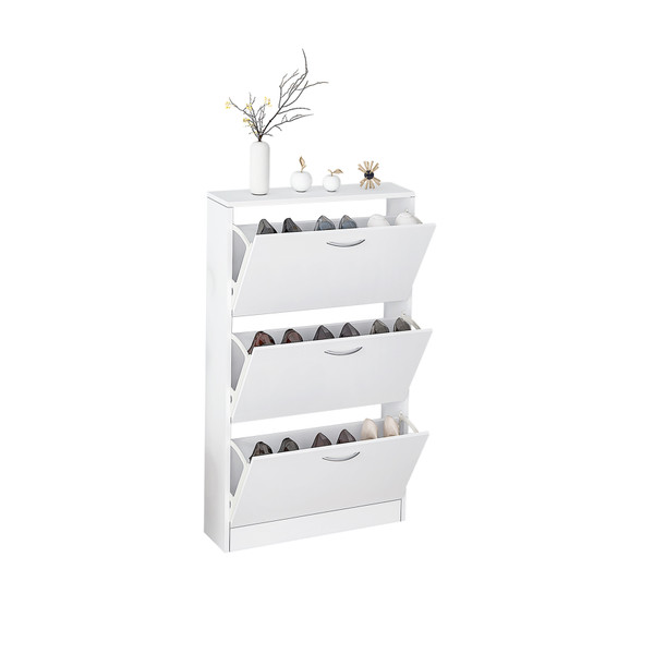 3-Tier Wooden Flip-Down Shoe Storage Cabinet product image