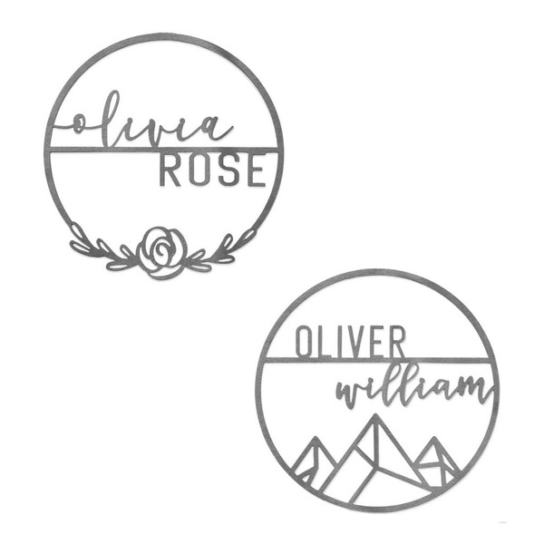 Personalized Mountain or Rose Round Metal Name Sign product image
