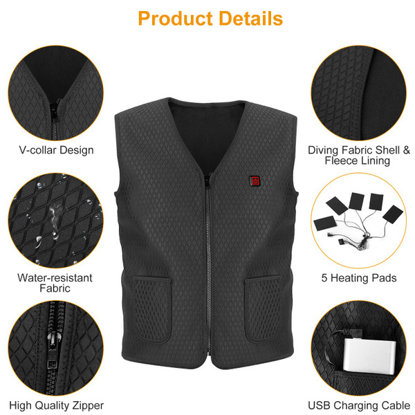 N'Polar™ 5-Zone Fleece-Lined Heated Vest (Requires Power Bank) product image