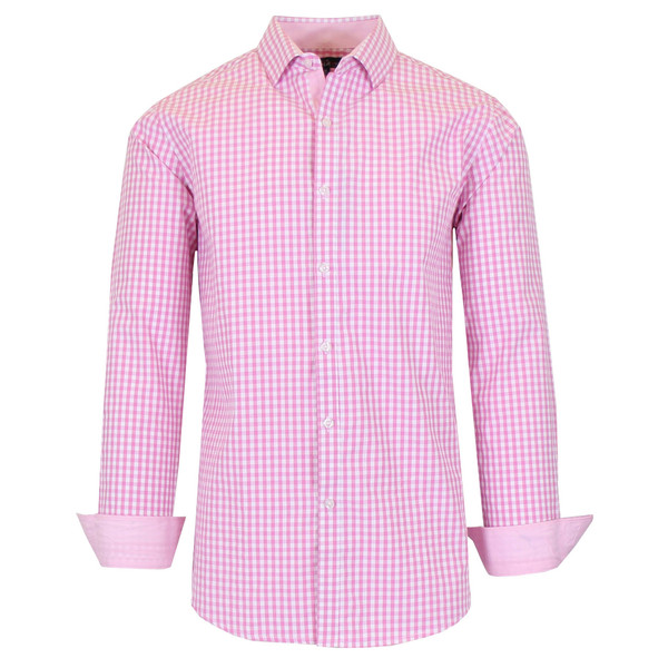 Men's Long Sleeve Slim-Fitting Gingham Pattern Dress Shirt product image