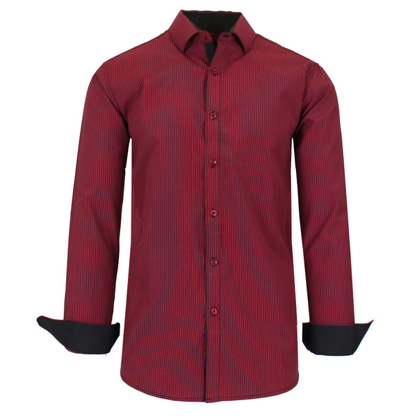 Men's Long Sleeve Slim-Fitting Gingham Pattern Dress Shirt product image