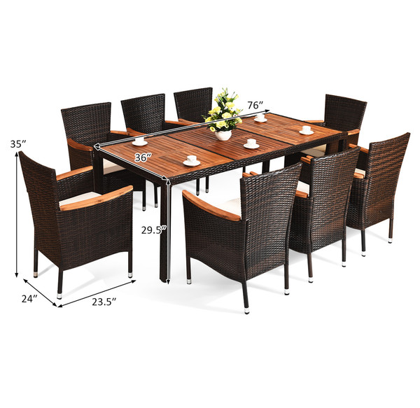 Rattan and Acacia Wood 9-Piece Dining Set for Patios product image