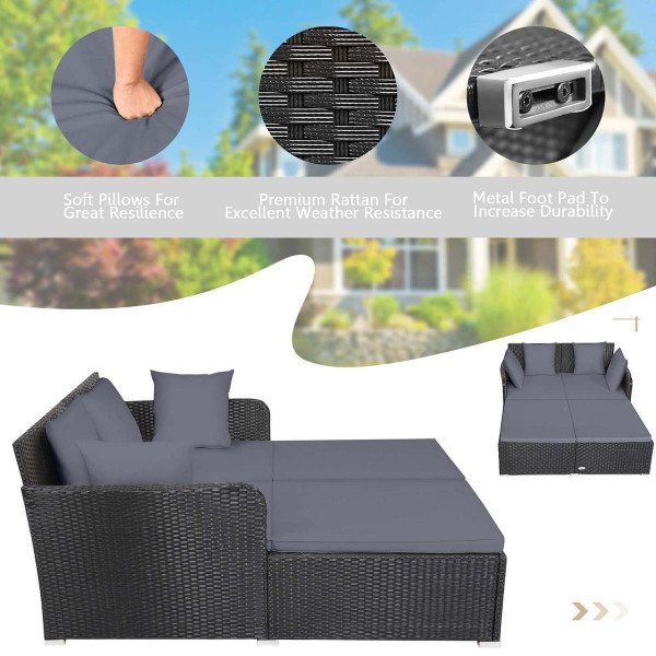 Cushioned Outdoor Patio Rattan Daybed product image