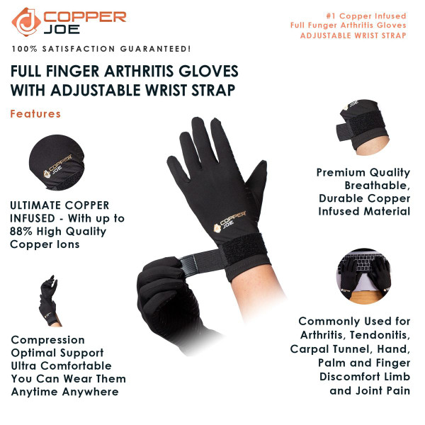 Copper Joe® Copper-Infused Full-Finger Arthritis Gloves product image