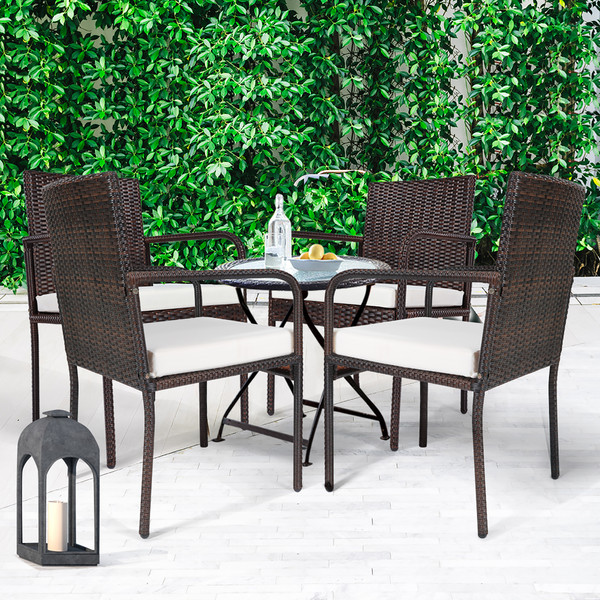 Goplus® Cushioned Outdoor Patio Rattan Dining Chairs (Set of 4) product image