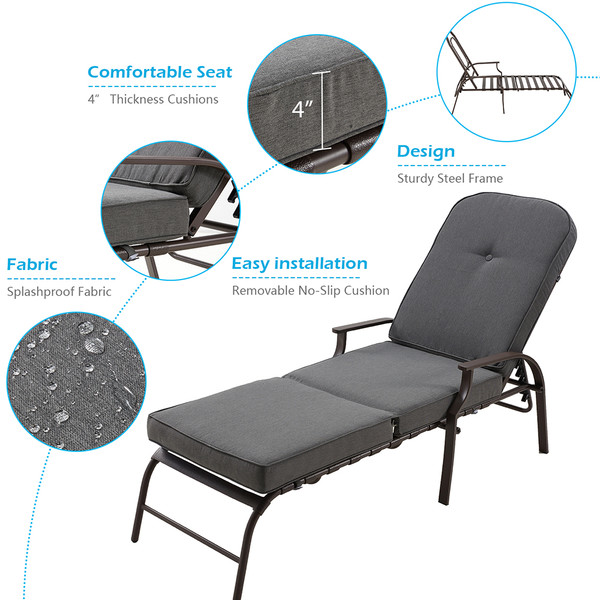 Adjustable Outdoor Patio Chaise Lounge Chair  product image