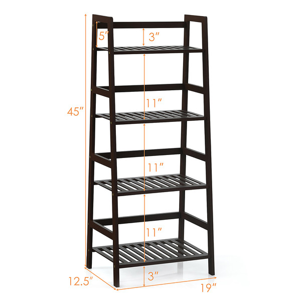 4-Tier Bamboo Ladder Shelf Display Stand product image