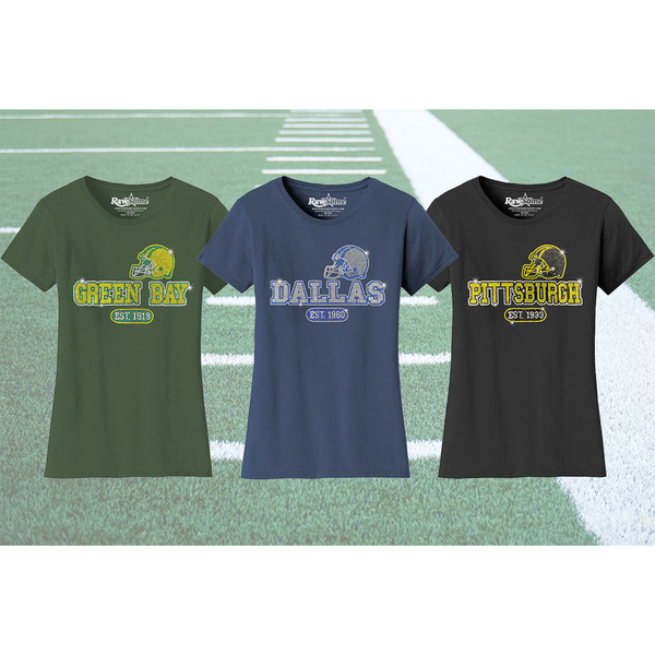 Women's Awesome Football Rhinestone Bling T-Shirt product image