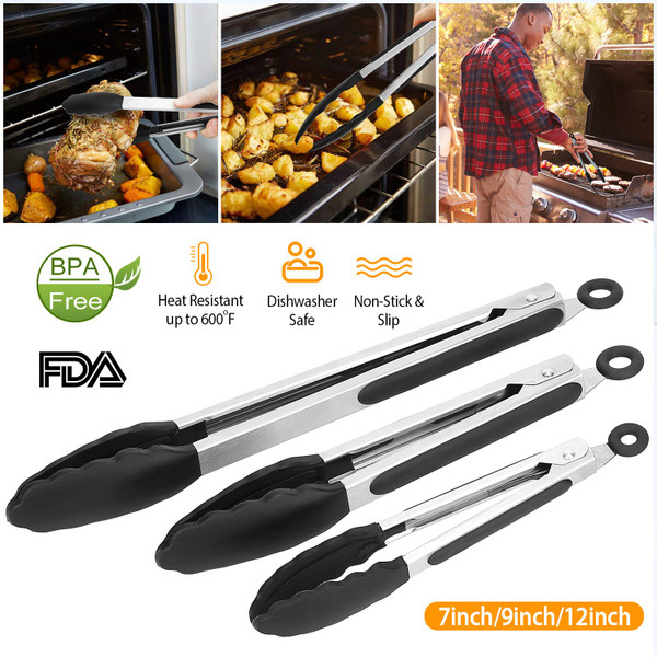 Kitchen Tongs with Heat-Resistant Food-Grade Silicone (Set of 3) product image