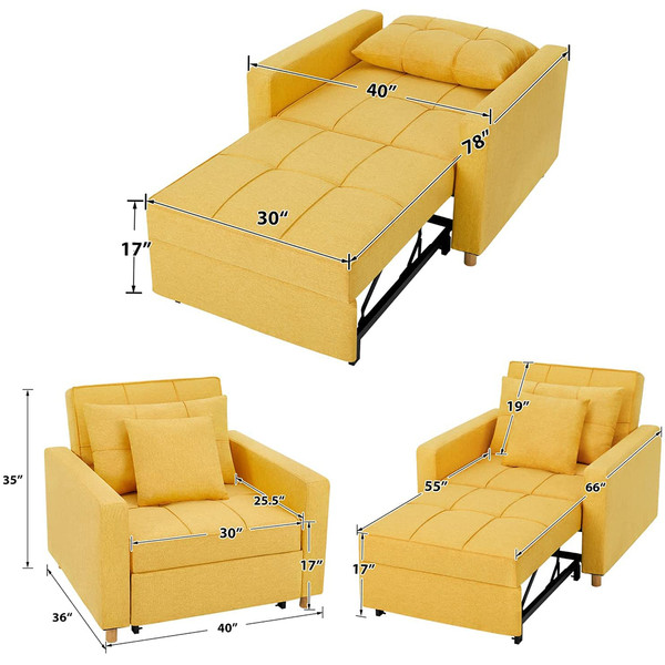 3-in-1 Sofa Bed Chair with Adjustable Backrest product image