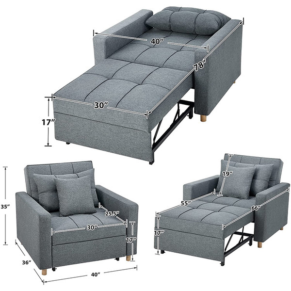 3-in-1 Sofa Bed Chair with Adjustable Backrest product image