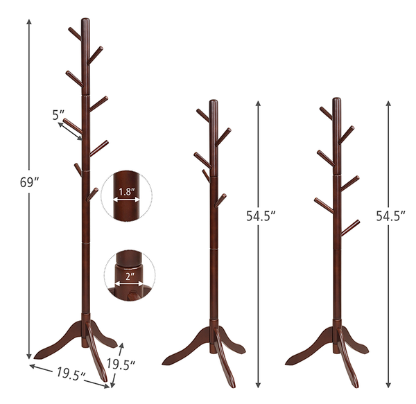 Adjustable Height Wooden Coat Rack product image