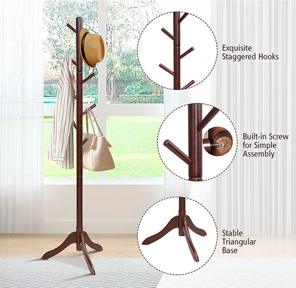 Adjustable Height Wooden Coat Rack product image