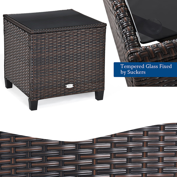 3-Piece Rattan Patio Furniture Set with Table product image