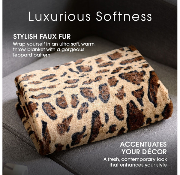Cheer Collection Animal Print Faux Fur Reversible Throw Blanket product image