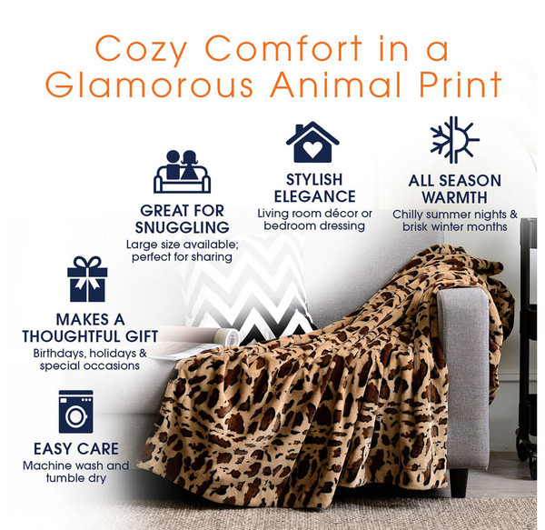 Cheer Collection Animal Print Faux Fur Reversible Throw Blanket product image