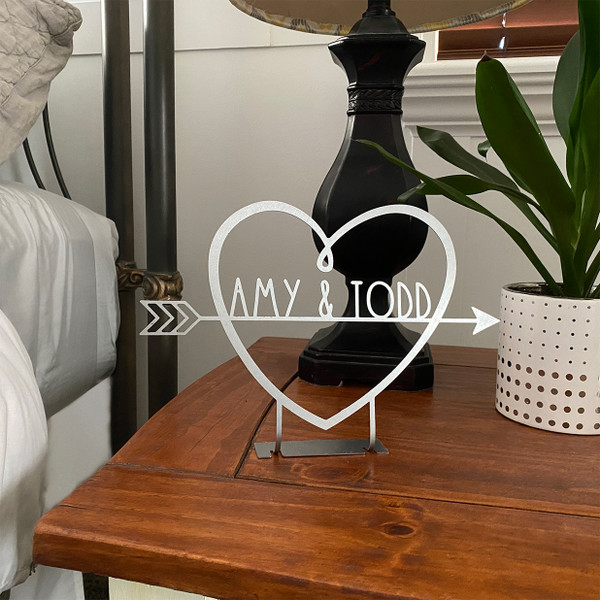 Personalized Heart-Shaped Tabletop Metal Sign product image