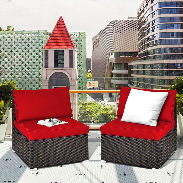 2-Piece Patio Rattan Armless Chair Conversation Furniture Set product image