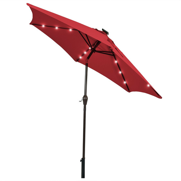 Solar LED Lighted 9' Patio Market Umbrella product image