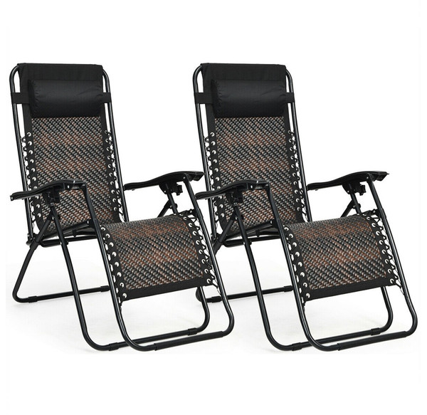 Zero Gravity Rattan Folding Lounge Chairs (Set of 2) product image