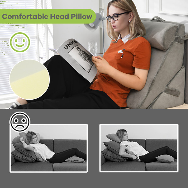 Adjustable Neck Back Support Memory Foam Headrest Bed Wedge product image